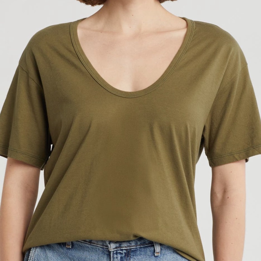 NEW ag Relaxed Fit U-Neck T-Shirt in Green Haven